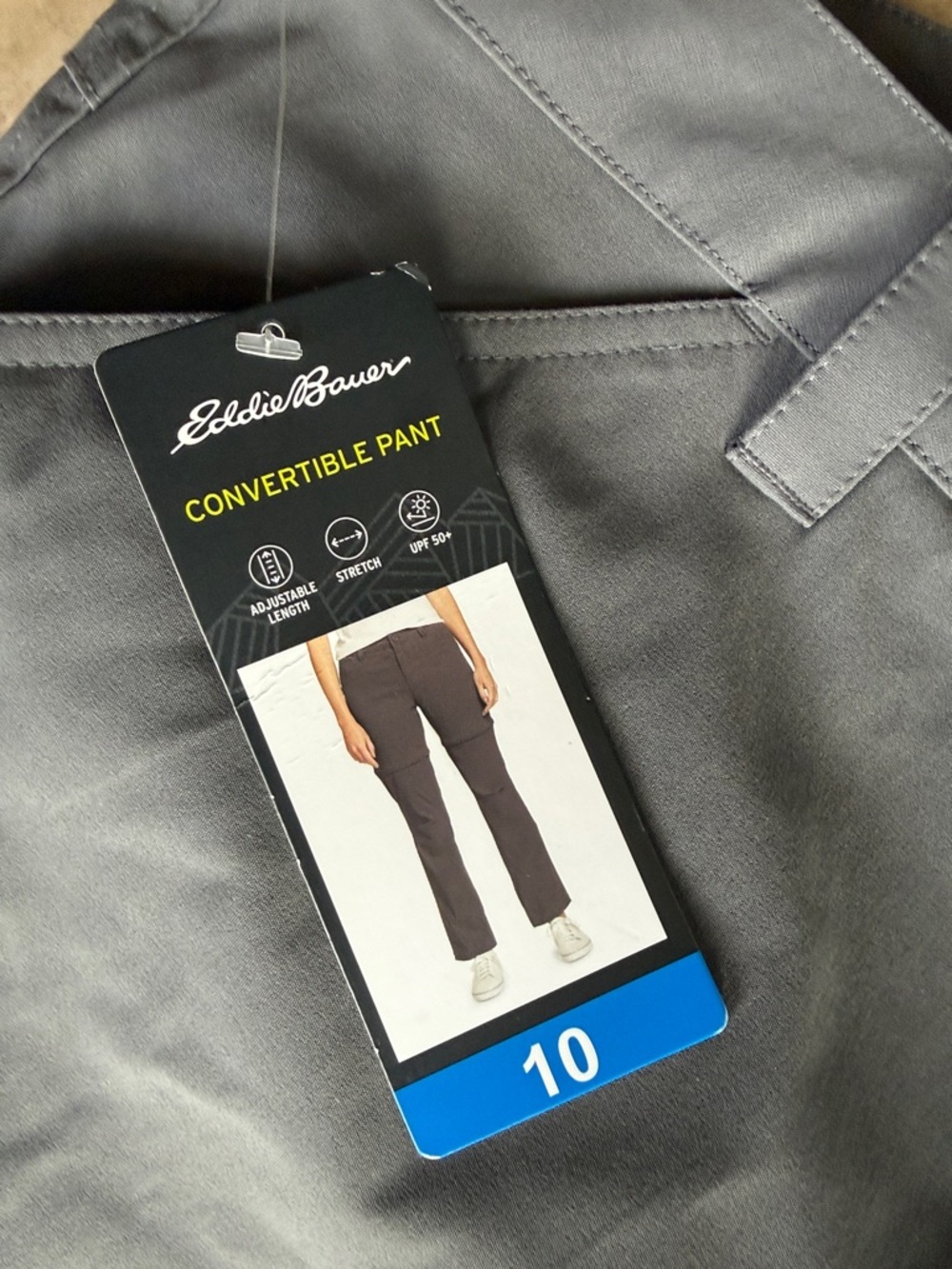 EDDIE BAUER ladies gray size 10 convertible pants NWT converts into shorts - Picture 4 of 9